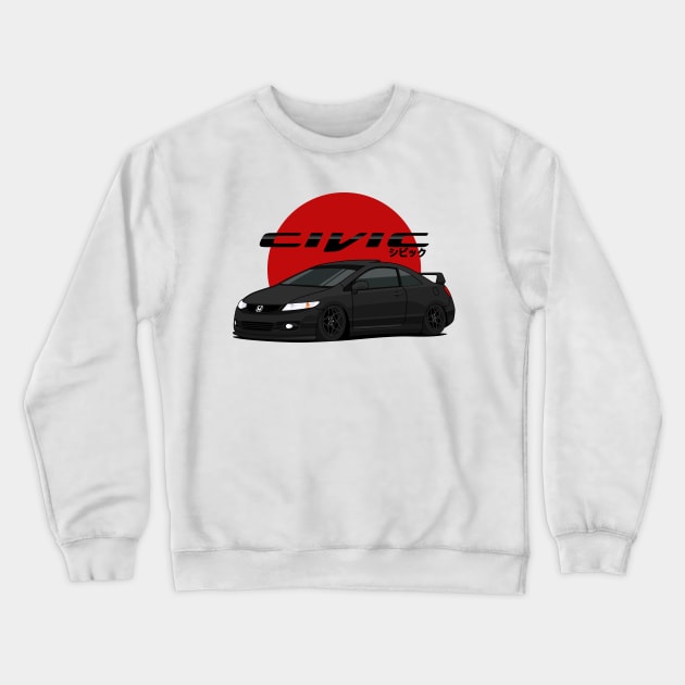 Civic si black T-shirt Crewneck Sweatshirt by masjestudio